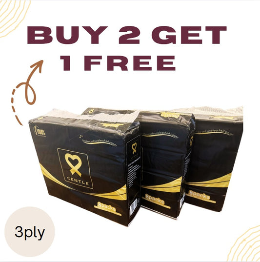 Gentle Black 420s 3ply (Buy 2 Bag Get 1 Free Bag) Pack Of 08